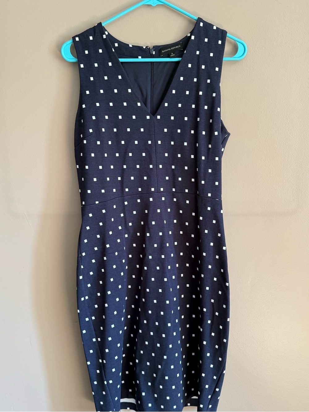 Banana Republic Navy Dress with White Square Print